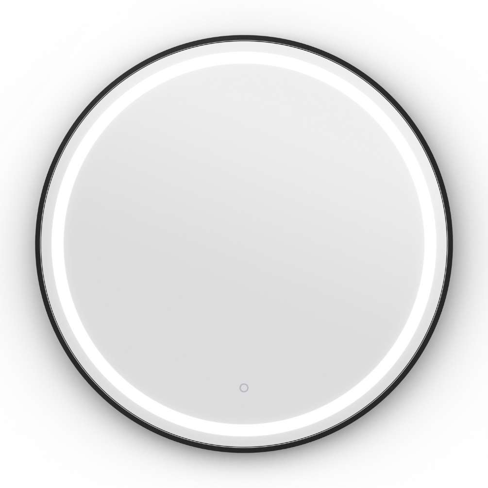 Front facing product Cut Out Image of the Origins Living Lomax Light 700mm Black Round Mirror LML-01D070-BK